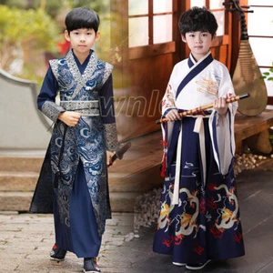 Children Hanfu Boys Ancient Costume Chinese Tang Uniform Knight Martial Art Suit - Picture 1 of 18