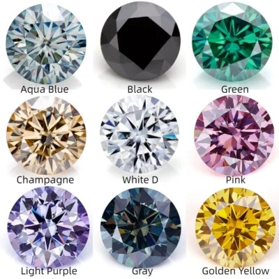 Excellent D Color VVS1 Round Cut Moissanite Loose Gemstones with GRA Certificate - Image 1 of 4