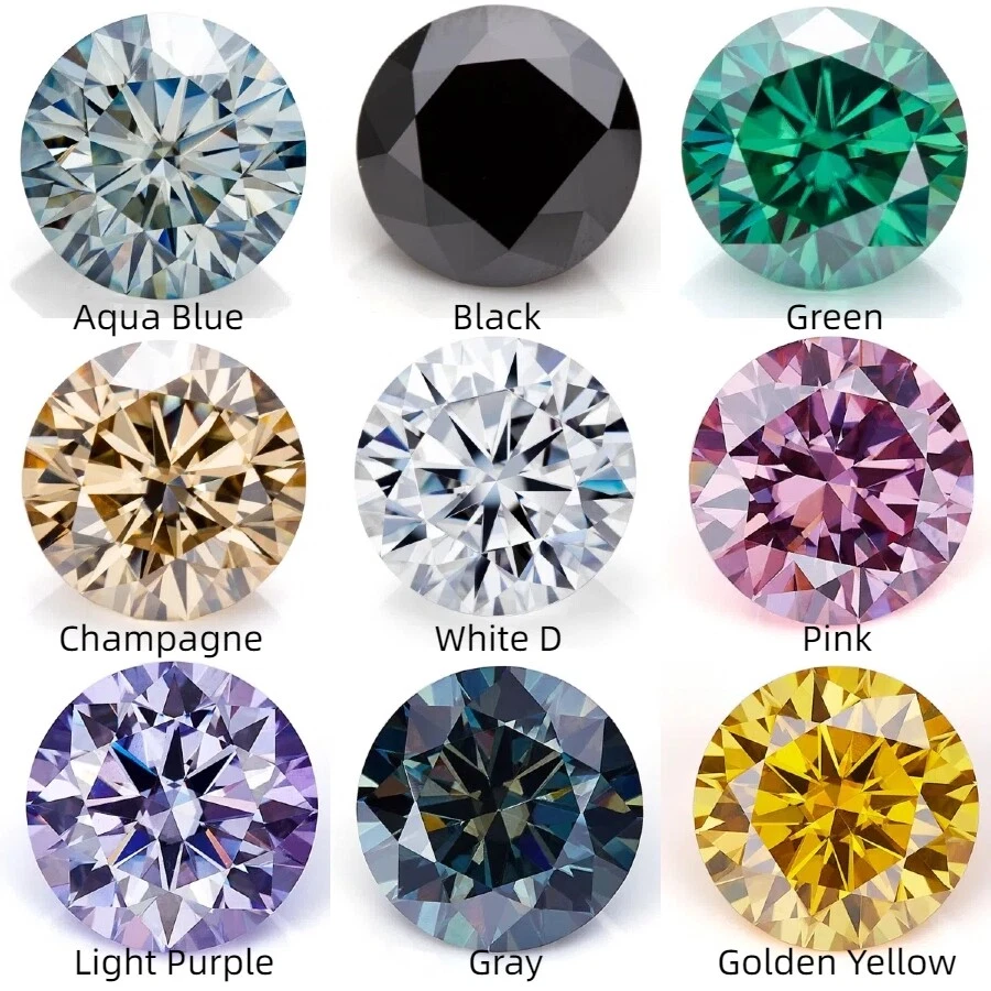 Excellent D Color VVS1 Round Cut Moissanite Loose Gemstones with GRA Certificate - Image 1 of 4