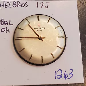MENS HELBROS 17J WRIST WATCH MOVEMENT #1263 - Picture 1 of 2