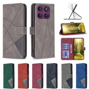 Para Motorola Edge 60 Pro, Funda de Teléfono Lujo Abatible Cuero Billetera Tarjeta Cubierta Completa - Imagen 1 de 24
