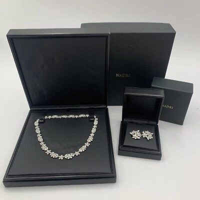 Nadri Pave Crystal ENGLISH GARDEN FLORAL Necklace & Floral Cluster Clip Earrings - Image 1 of 4