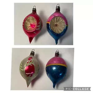 2 Vintage Einzug Weihnachtsschmuck Träne klein bunt - Bild 1 von 15