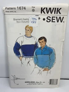Kwik Sew 1674 Mens Sweatshirt Shirt Sewing Pattern 34 - 48  **Uncut** - Picture 1 of 2