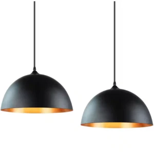 (2 Pack) 1-Light Industrial Black Pendant Metal Hanging Lights for Kitchen - Picture 1 of 11
