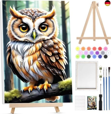 Bowetile Eule Malen nach Zahlen für Erwachsene mit Rahmen, Tiere Malen nach  - Bild 1 von 4
