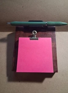 Hand Made Wood Post It Note Pen Holder for Office Desk - Picture 1 of 2
