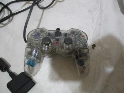 For Sony PS2 PS1  2.4GHz Dual Vibration Controller Gamepad Transparent Clear - Image 1 of 4