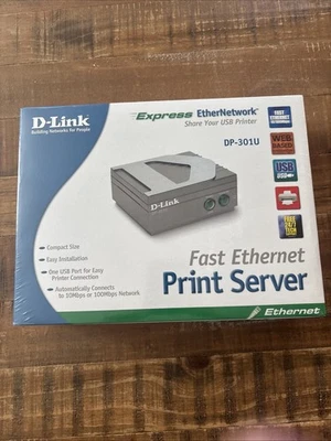 D-Link DP-301U Fast Ethernet USB Print Server Wired - NIB Sealed - Image 1 of 2