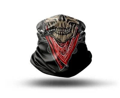Washable Fabric Face Cover Neck Gaiter Biker Skull Head Design III EU Made - Image 1 of 4