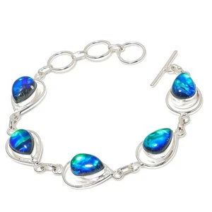Triplet Opal Gemstone Handmade 925 Sterling Silver Bracelet Size 7-8" - Picture 1 of 1