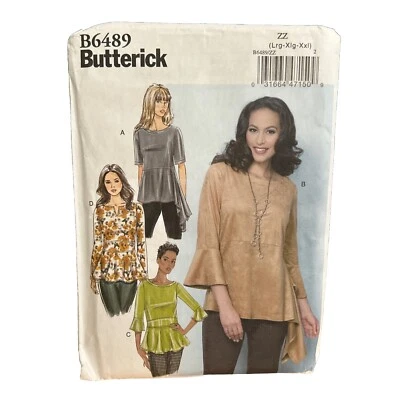 Butterick Sewing Pattern 6489 B6489 Misses Tops w/variations Size Lrg-Xxl NEW - Image 1 of 2