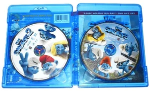 SMURFS 1 & 2 & THE LOST VILLAGE Custom Blu-ray Set w/ SMURFS CHRISTMAS CAROL DVD - Picture 1 of 4