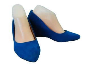 RED CIRCLE Flipper Blue Wedge Pumps Heels Shoes, 7.5 - Picture 1 of 19