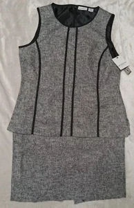 Liz Claiborne Skirt Sleeveless Top Womens Size Medium 8 Grey Black 2 Piece NWT - Picture 1 of 15