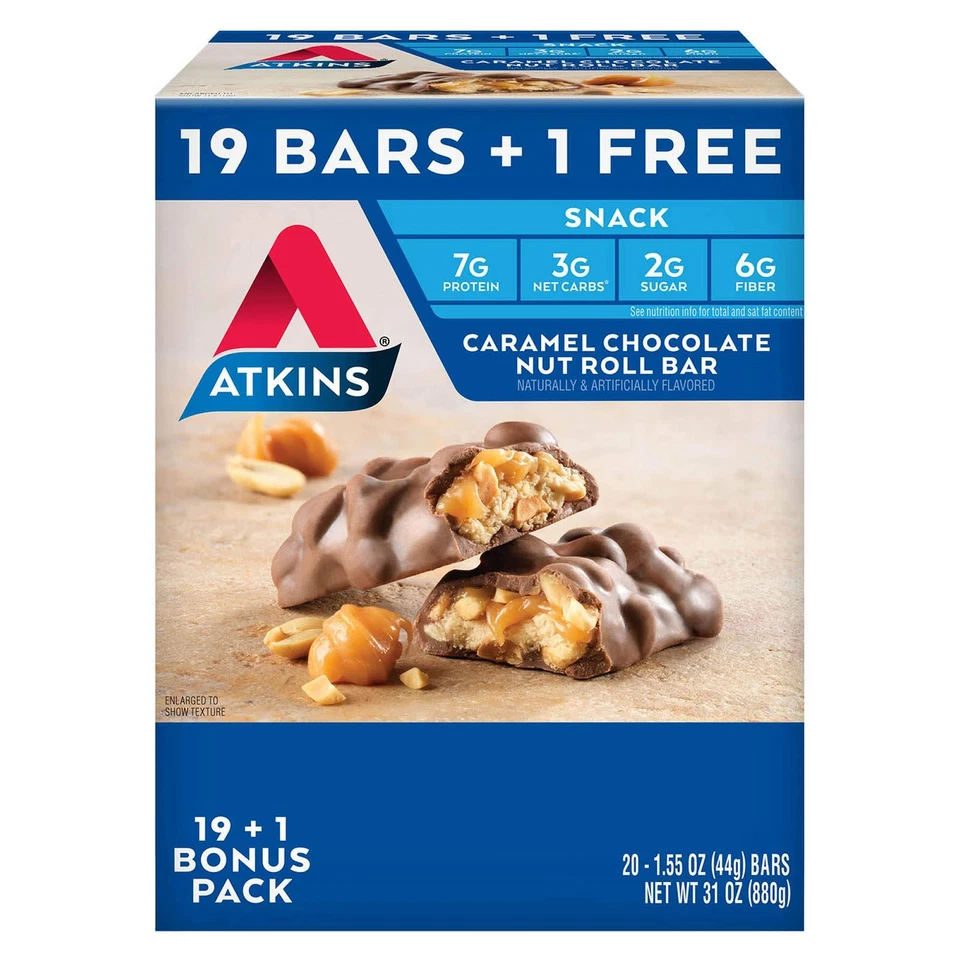 Atkins Snack bar, Caramel Chocolate Nut Roll, Keto Friendly (20 ct.), 31 Ounce - Image 1 of 1