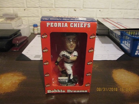 Midwest League Peoria Chiefs #17 Mark Grace SGA NIB Vintage 2002 Logo Bobblehead Cover