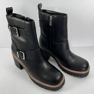 Blondo Waterproof Reno Black Leather Zip Combat Boots Size 9 NEW - Picture 1 of 14