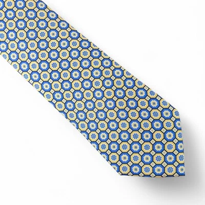 Gravata masculina Tommy Hilfiger floral medalhão clássica 3" azul rosa seda $69 - Imagem 1 de 4