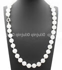 Fashion 8Mm-12Mm Natural White Jade Round Gemstone Beads Necklace 18-24'' Jn1356