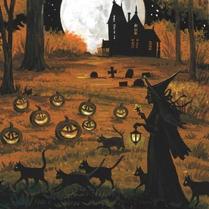 2x2 IMPRESIÓN EN MINIATURA DE PINTURA RYTA ESCALA 1:12 HALLOWEEN ARTE BRUJO - Imagen 1 de 1