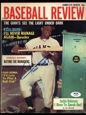 WILLIE MAYS AUTOGRAPHED 1962 SUMMER BASEBALL REVIEW MAGAZINE PSA/DNA BEAUTIFUL! - Image 1 of 3