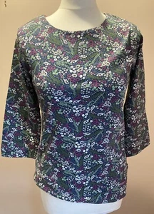 Camiseta deportiva de mujer Weird Fish, talla 10, con estampado orgánico, floral azul púrpura - Imagen 1 de 7