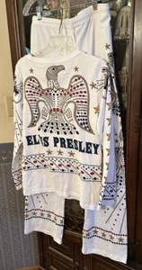 ELVIS PRESLEY PAJAMAS 100% LIGHTWEIGHT COTTON ADULT LARGE BRIGHT PRINT ADORNMENT - Picture 1 of 9