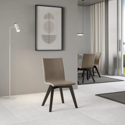 Sedia da cucina Trudy - similpelle Tortora e gambe Antracite - Immagine 1 di 2