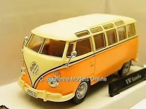 VOLKSWAGEN CAMPER BUS SAMBA 1/43 SIZE ORANGE/CREAM CARARAMA VERSION R0154X{:} - Picture 1 of 5