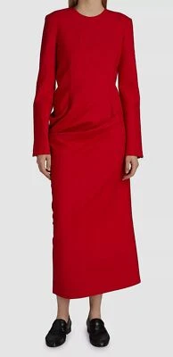 $2750 Vestido Vaina Para Mujer The Row Rojo Mezcla Lana Sólido Lucienne Acanalado Talla 4 Foto 1 de 4