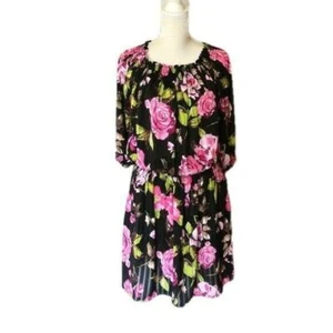 Vestido Boston Propio Fuera del Hombro Floral Calzoncillo Talla -M Totalmente Forrado - Imagen 1 de 8