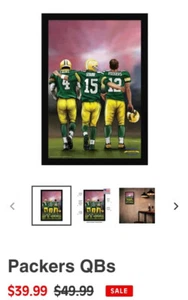 Green Bay Packers QB’S Favre, Starr, Rodgers . Print Size Is 20”x14” - Picture 1 of 3