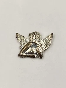 Vintage Silver Colored Thinking Angel Lapel Hat Pin Brooch - Picture 1 of 3