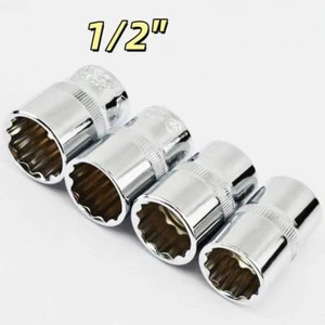 12 Poin Socket Set Spline Socket Square Drive Ratchet Socket Cr-V 8mm~32mm 1/2" - Picture 1 of 13
