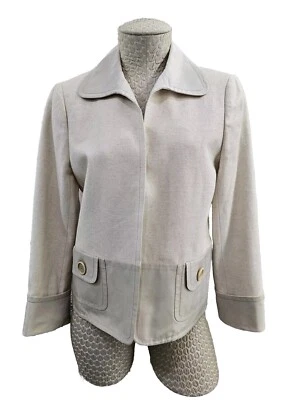 DMS Mujer Talla 10 Akris Off-White Frente Abierto Carrera Blazer Traje Abrigo Chaqueta Foto 1 de 4