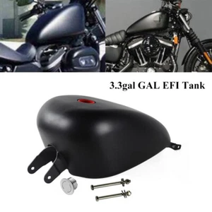 Black 3.3 Gal Steel Gas Fuel Tank For Harley Sportster XL1200 XL883 2007-2023 - Picture 1 of 8