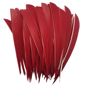 Archery Fletches 5" Water Drop Red Traditional Arrow Feather RW - 50PCS - Picture 1 of 5