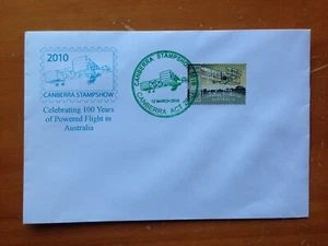 2010 AUSTRALIA CANBERRA STAMP SHOW GREEN CANCEL PERFIN STAMP OFFICIAL COVER - Picture 1 of 2