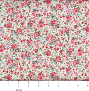 Antigua Moda Rosas Calico Flor Crema 100% Algodón Tela ELIGE TALLA - Imagen 1 de 1