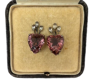 CORO SIGNED ANTIQUE STERLING SILVER HEART EARRINGS EARLY SIGNATURE TINY SCRIPT - Picture 1 of 9
