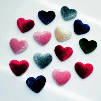 50pcs/lot Velvet Fabric Coverd Buttons 16mm Flatback Heart Shape Button Sewing C - Image 1 of 4
