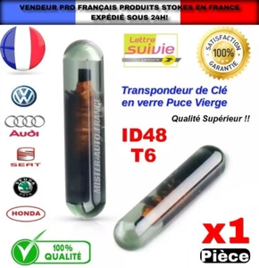 Transpondeur Puce De Clé Verre Vierge ID48 T6 Volkswagen Audi Skoda Seat Honda + - Imagen 1 de 9