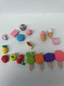 17 RUBBER ERASER ICECREAM CAKES FRUIT ASSORTED PULL APART Collectable’s Novelty - Picture 1 of 5