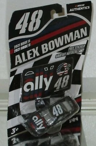 2021 ALEX BOWMAN #48 ALLYPATRIOTIC NASCAR AUTHENTICS WAVE 11 1/64 CAR W/STICKER - Picture 1 of 3