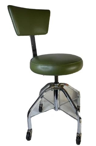 Vintage 60s Industrial Workshop Mechanics Metal Vinyl Swivel Chair Stool USA Cover