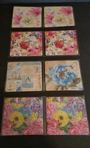 Menge 8 Floral National Children's Cancer Society Untersetzer Blume & Schmetterlinge - Bild 1 von 6