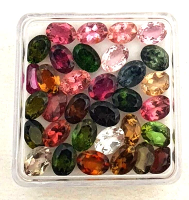 Natural Multi Tourmaline Oval Cut Loose Gemstone Lot 15 Pcs 5*7 MM 10 CT - Image 1 of 4