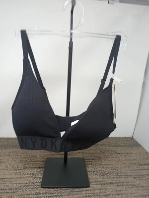 Bralette elástico con logotipo acanalado sin costuras mediano DKNY para mujer DK4026 B7P NUEVO CON ETIQUETAS  Foto 1 de 4