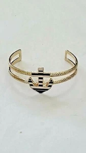 BR8541 UNIQUE GOLD TONE METAL ENAMEL ANCHOR CUFF BRACELET - Imagen 1 de 2